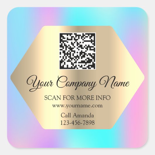 Aangepaste Logo QR-code voor speciale acties Gold  Vierkante Sticker (Voorkant)