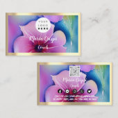 Aangepaste Logo QR Code Waterverf Gold Social Flow Visitekaartje (Voorkant / Achterkant)