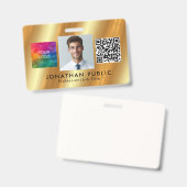 Aangepaste Logo QR-code Werknemersfoto Goud Badge (Voor- en achterkant)