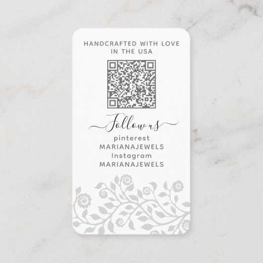 Aangepaste logo & QR-code Witte oorbellen displayk Visitekaartje (Achterkant)