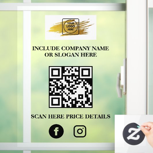 Aangepaste logo QR-code Zakelijk raamlogo Menu Raamsticker (Huis)