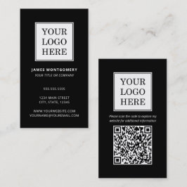 Aangepaste Logo QR Code Zakelijk Zwart Wit Visitekaartje