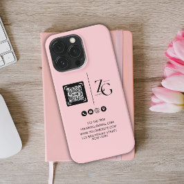 Aangepaste Logo | QR-code Zakelijke roze achtergro iPhone 13 Pro Hoesje