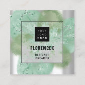 Aangepaste Logo QR-CODE Zilvergrijze Floral Abstra Vierkante Visitekaartje (Voorkant)