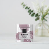 Aangepaste Logo QR CODE Zilvergrijze Paarse krista Vierkante Visitekaartje (Staand voorkant)