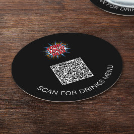 Aangepaste Logo & QR Code Zwart Papier Drinken Ond Ronde Kartonnen Onderzetter