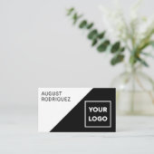 Aangepaste Logo QR-code zwart wit geometrisch Visitekaartje (Staand voorkant)