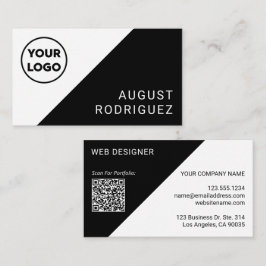 Aangepaste Logo QR-code zwart wit geometrisch Visitekaartje