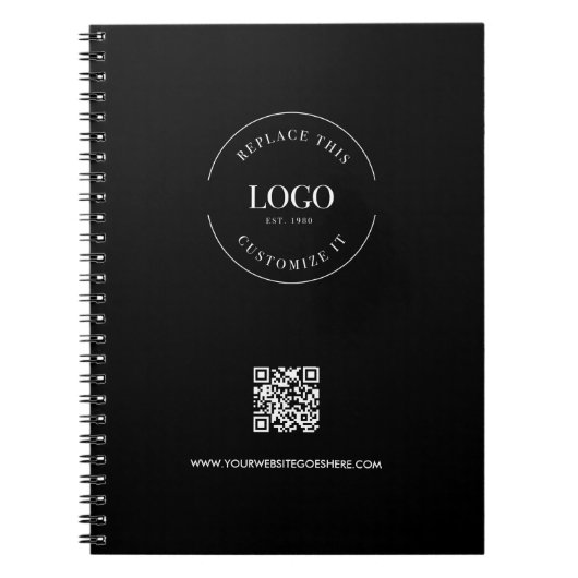 Aangepaste Logo QR Code Zwart Zakelijk Bedrijf Notitieboek (Voorkant)