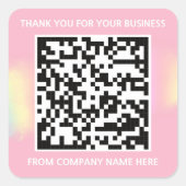 Aangepaste Logo QR-codenaam Hartelijk dank Roze Vierkante Sticker (Voorkant)