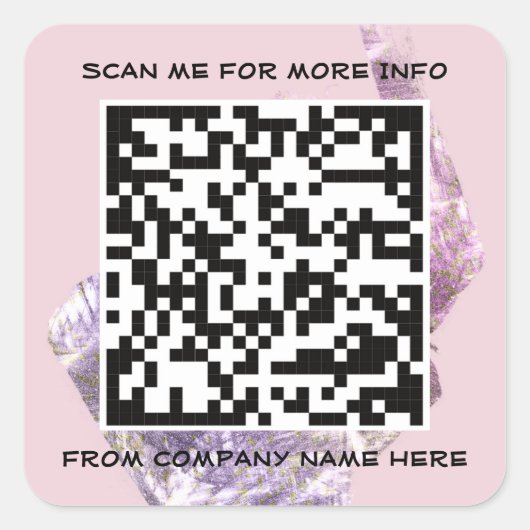 Aangepaste Logo QR-codenaam Hartelijk dank Roze wi Vierkante Sticker (Voorkant)