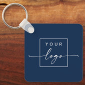 Aangepaste logo QR-codetekst dubbelzijdig donkerbl Sleutelhanger (Voorkant)