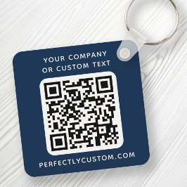 Aangepaste logo QR-codetekst dubbelzijdig donkerbl Sleutelhanger
