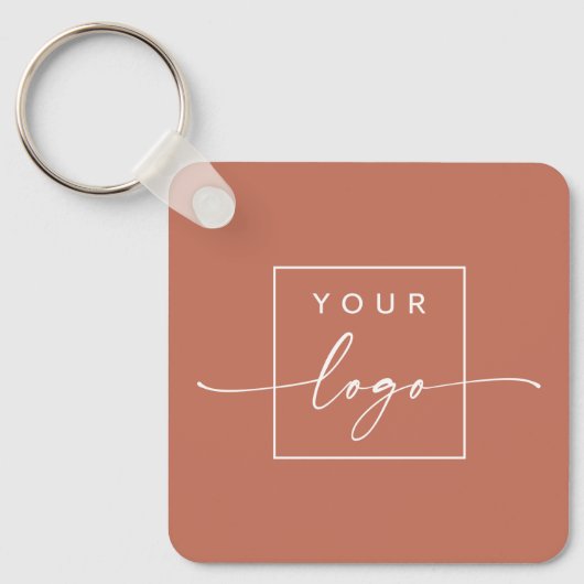 Aangepaste logo QR-codetekst dubbelzijdig terracot Sleutelhanger (Voorkant)