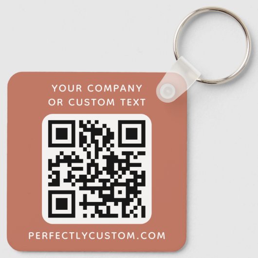 Aangepaste logo QR-codetekst dubbelzijdig terracot Sleutelhanger (Achterkant)