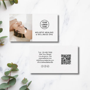 Aangepaste Logo QR Witte Holistische Gezondheidsth Visitekaartje