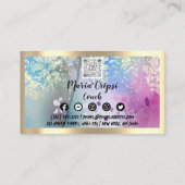 Aangepaste Logo QRCode Social Gold Pastel Waterver Visitekaartje (Achterkant)
