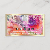 Aangepaste Logo QRCode Social Gold Waterverf Rozen Visitekaartje (Achterkant)