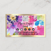 Aangepaste Logo QRCode Waterverf Gold Social Flora Visitekaartje (Achterkant)