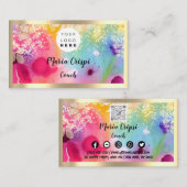 Aangepaste Logo QRCode Waterverf Gold Sociale Conf Visitekaartje (Voorkant / Achterkant)