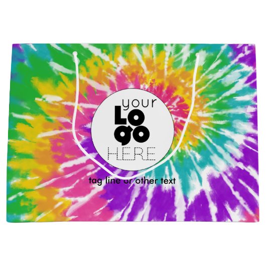 Aangepaste Logo Regenboog Stropdas-Dye XL Papier W Groot Cadeauzakje (Voorkant)