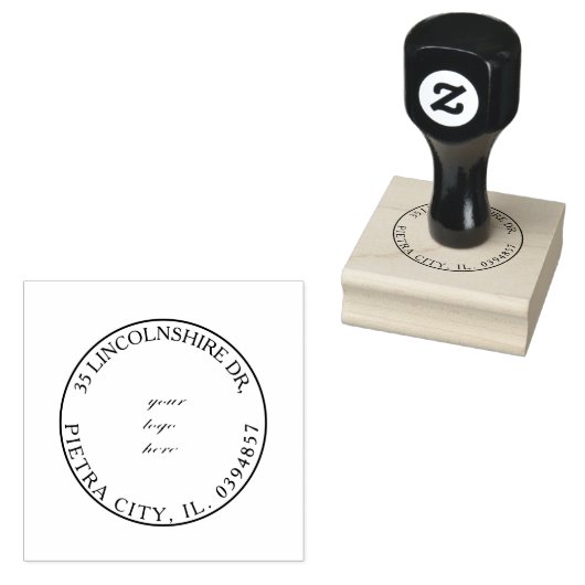 Aangepaste Logo Retouradres Cinzel Font Rubberstempel (Gestempeld)