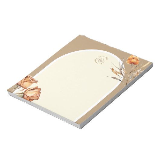 Aangepaste Logo Retro Arch Roos Business Notitieblok (Linkerzijde)