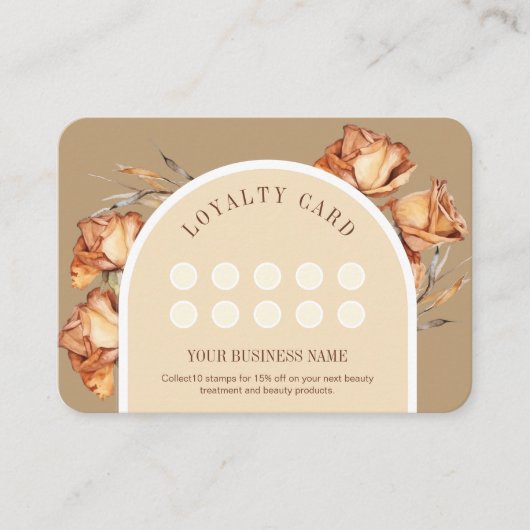 Aangepaste Logo Retro Arch Roos Korting Loyaliteit Visitekaartje (Voorkant)