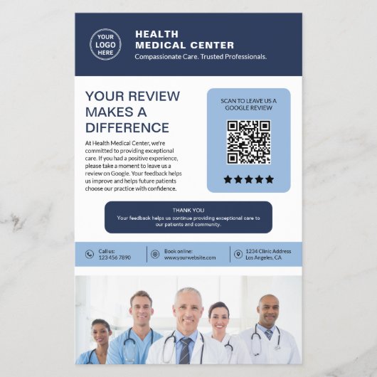 Aangepaste logo review QR zorgkliniek Flyer (Voorkant)