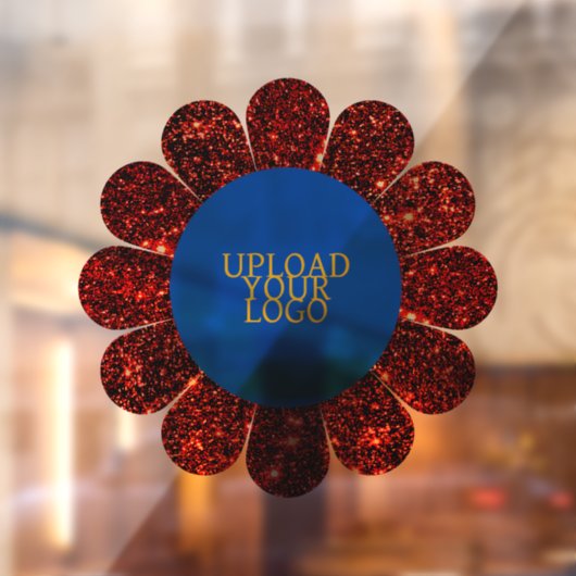Aangepaste Logo Rode Glitter Flower Lijst Raamsticker (Vel 2)