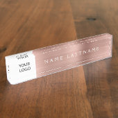 Aangepaste Logo Roos Gold Pink Professional Naambordje (Zijkant)