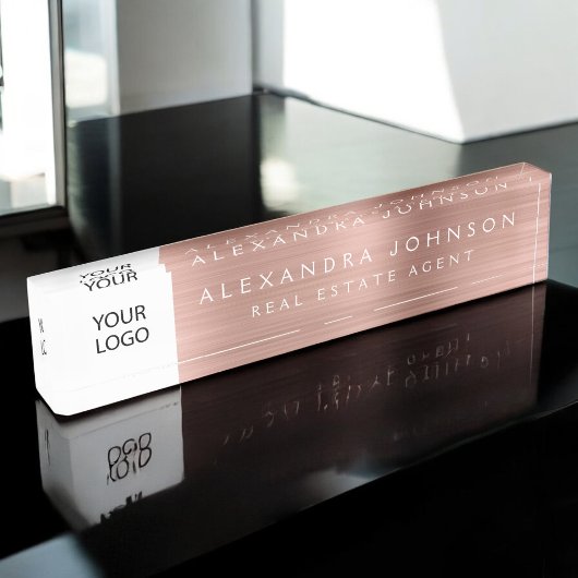 Aangepaste Logo Roos Gold Pink Professional Naambordje