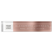 Aangepaste Logo Roos Gold Pink Professional Naambordje (Voorkant)