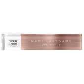 Aangepaste Logo Roos Gold Pink Professional Naambordje (Voorkant)