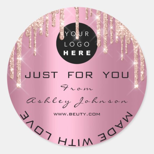 Aangepaste Logo Roos schijven gemaakt met liefdesr Ronde Sticker (Voorkant)