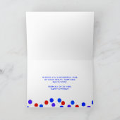 Aangepaste Logo Royal Blue Confetti Happy Birthday Kaart (Binnen)