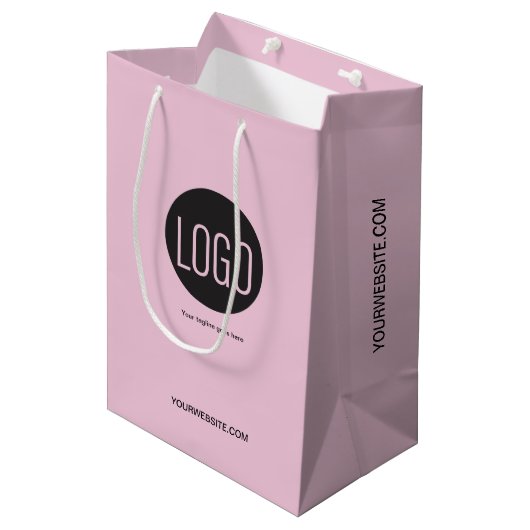 Aangepaste logo roze Bedrijfswebsite Medium Cadeauzakje (Voorkant Gekanteld)