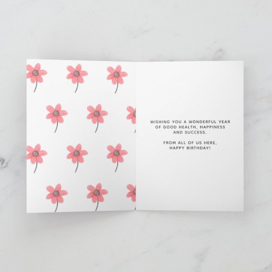 Aangepaste Logo  roze bloem Happy Birthday Kaart (Binnen)