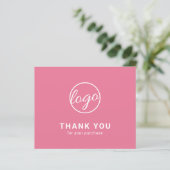 Aangepaste Logo Roze Budget Bedanktkaart (Staand voorkant)