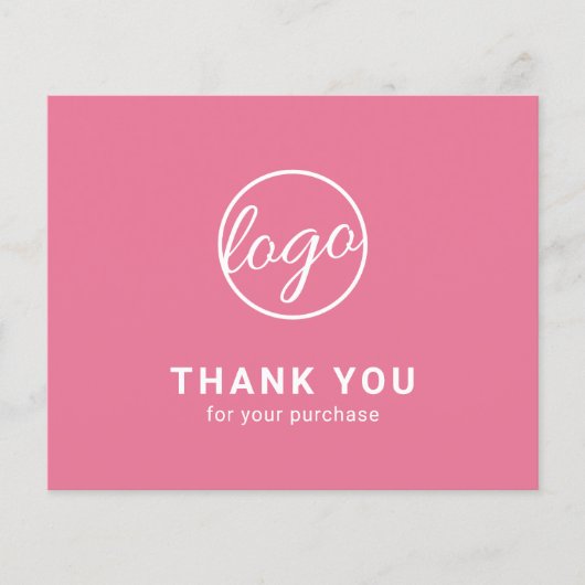 Aangepaste Logo Roze Budget Bedanktkaart (Voorkant)