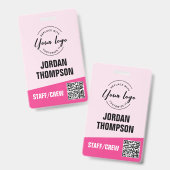 Aangepaste logo roze corporate event QR code Badge (Voor- en achterkant)
