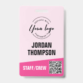 Aangepaste logo roze corporate event QR code Badge (Achterkant)
