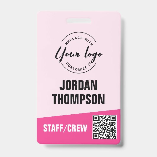 Aangepaste logo roze corporate event QR code Badge (Voorzijde)