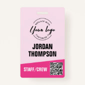 Aangepaste logo roze corporate event QR code Badge (Achterkant)