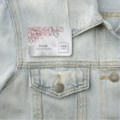 Aangepaste Logo roze witte bloemen Waterverf Zilve Naamplaatje (In situ)