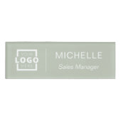 Aangepaste Logo Sage Green Business Employee Perso Naambadge (Voorkant)