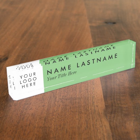 Aangepaste Logo Sage Green Pastel Black Text Moder Naambordje (Zijkant)