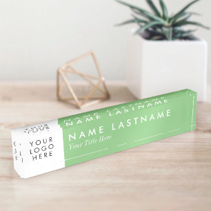 Aangepaste Logo Sage Green Pastel Modern Naambordje