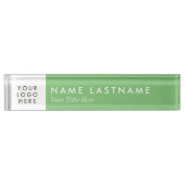 Aangepaste Logo Sage Green Pastel Modern Naambordje (Voorkant)