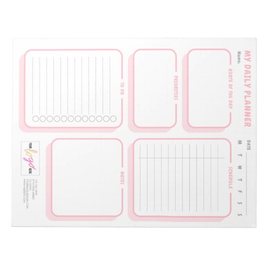 Aangepaste Logo Schattige Eenvoudige Blush Ongedat Notitieblok (Voorkant)